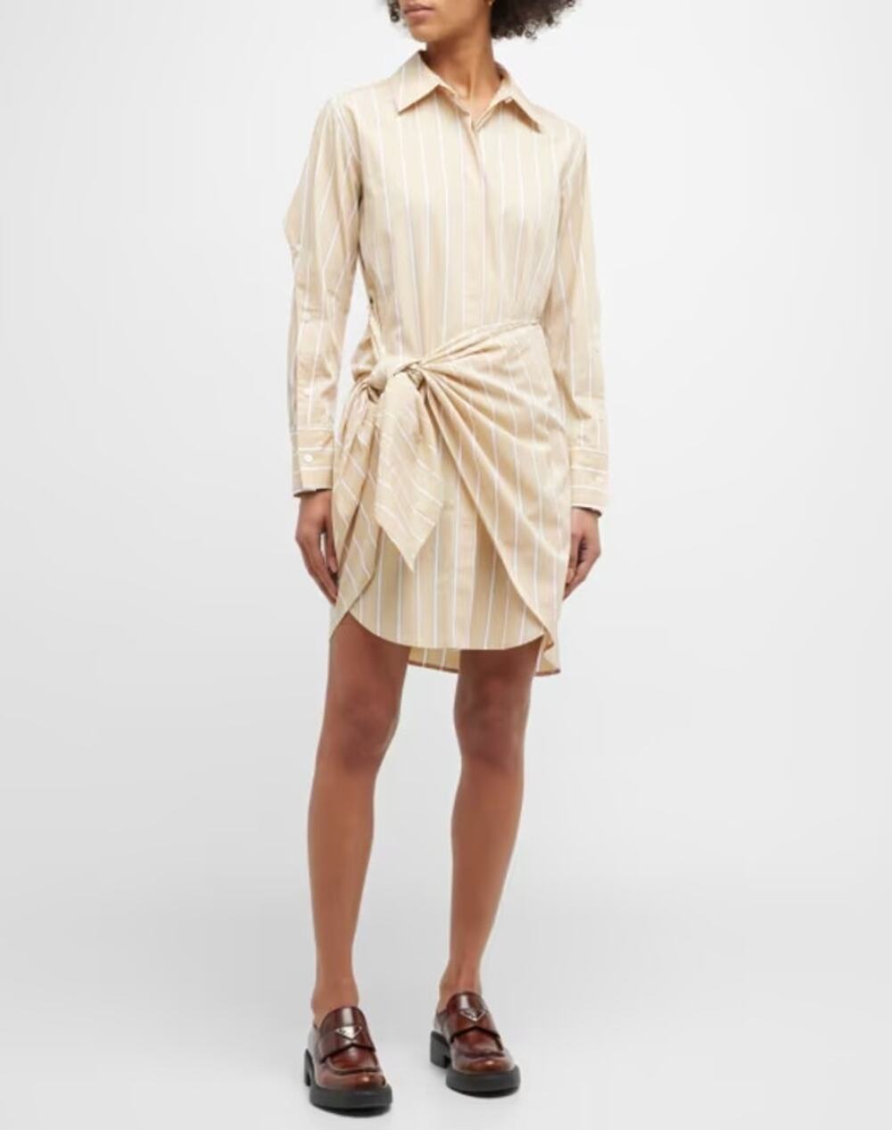 Derek Lam 10 Crosby Charlotte Tie-Waist Shirtdress Yellow